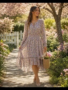 Forever 21 Lavender Floral High-Low Dress
